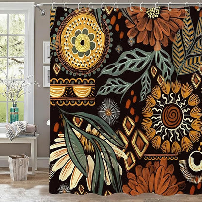 Boho 120GSM Premium Shower Curtain with 12PCS Hooks,72 x 72 Inch (4-Boho)