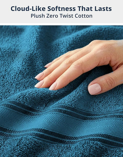 LANE LINEN Towel Set Quick Dry 100% Cotton 6 Piece Soft - Sea Port | Cotton Towels For Bathroom - Zero-Twist Durability, Zero-Twist Cotton, Terry Weave Comfort, Long-Lasting Comfort