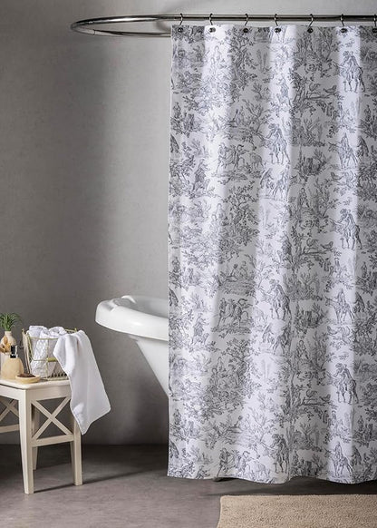 Maison d' Hermine Shower Curtain 100% Cotton One Panel 70"x72" Washable Fabric Shower Curtains for Bathroom, Easy Hanging with 12 Button Holes - Spa Easter Gifts (The Miller - Paloma Grey)