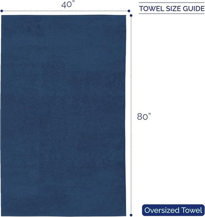 Elegant Comfort Premium Super Soft Highly Absorbent 1 Piece Oversized Bath Sheet - 40" x 80" inch, Luxurious Hotel Spa Quality 100% Turkish Cotton Extra Large Bath Towels for Adults, Navy Blue