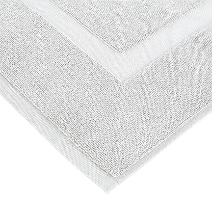 Amazon Basics Banded Bathroom Bath Rug Mat, Soft Silver, 31 inches L x 20 inches W (Pack of 2)