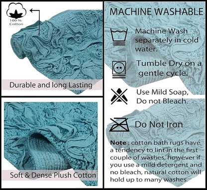 Home Weavers Bell Flower Collection 100% Cotton Tufted Bath Rugs, Extra Soft and Absorbent Bath Rugs, Non-Slip Bath Mats, Machine Washable, Bath Mats for Bathroom Floor and Tub, 21"x54" Runner, Blue