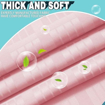 Conbo Mio Extra Long No Hook Shower Curtain with Snap in Liner Set, Hotel Luxury Pink Shower Curtains for Bathroom with See Through Top Window, Waterproof, Washable 71W x 84H