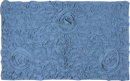 Home Weavers Bell Flower Collection 100% Cotton Tufted Bath Rugs, Extra Soft and Absorbent Bath Rugs, Non-Slip Bath Mats, Machine Washable, Bath Mats for Bathroom Floor, 24"x40" Rectangle, Sky Blue
