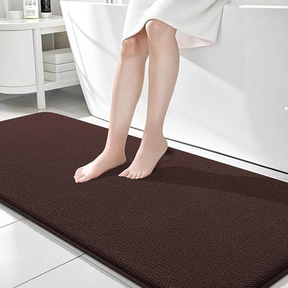 OLANLY Memory Foam Bathroom Runner Rugs 70x24, Absorbent Long Mat, Brown | Soft Quick Dry Bath Rugs, Non-Slip Carpet, Machine Washable Mat for Bathroom Floor, Tub and Shower, Home Decor Accessories