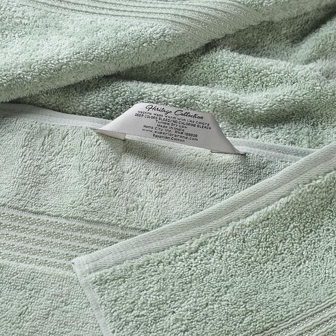 Superior Egyptian Cotton 6-Piece Towel Set, Bathroom Essentials, Towels For Bathroom, Apartment, Airbnb, Guest Bath, Face, Hand, Bath Towels, Washcloths, Absorbent, Fast Drying, Sage