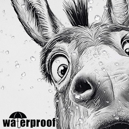 Funny Donkey Shower Curtain Rustic Farmhouse Shower Curtains for Bathroom Black and White Fun Cute Animal Wildlife are You Pooping Waterproof Fabric Bath Curtain Decor 72 X 72 Inch