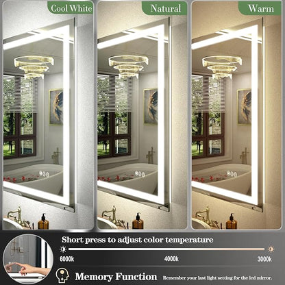 44x36 Inch LED Mirror for Bathroom | Dimmable Bathroom Vanity Mirror with Lights, Front Lights+Backlit, Anti-fog, Memory, 3 Colors, Shatter-Proof, ETL Listed