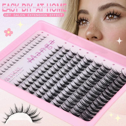 Anime Lash Clusters Kit Wispy Eyelash Clusters DIY Lash Extension Kit with 5-6mm Bottom Lashes 8-16mm Thin Band Individual lashes 175Pcs Manga Eyelash Extension Kit with Lash Glue, Tweezers by WTVANE