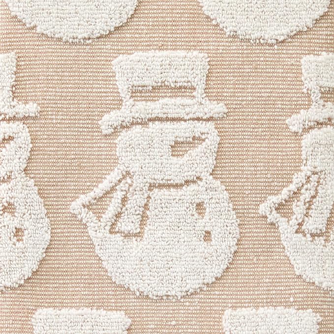 SKL Home Christmas/Winter Snowman Hand Towel Set-2pc, Jacquard, Tan | 100% Cotton. Soft, absorbent & reversible. Great for use in the bathroom, kitchen, or bar & gifting.