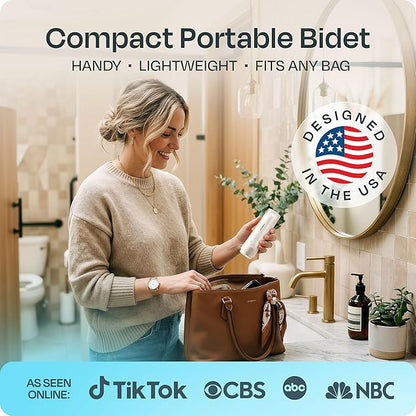 Portable Electric Bidet for Travel - Portable Bidet Rechargeable Handheld Sprayer with 3 High Pressure Modes, USB-C, Adjustable Nozzle & Extra Clean Kit, IPX6 Waterproof Peri Bottle (White)