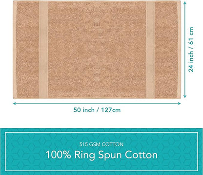 Pleasant Home Bath Towels Set of 6 (24” x 50”) 100% Cotton, 515 GSM | Lightweight, Soft & Highly Absorbent Luxury Towels for Bathroom | for Gym, Pool & Spa | 6 Pack, Mocha