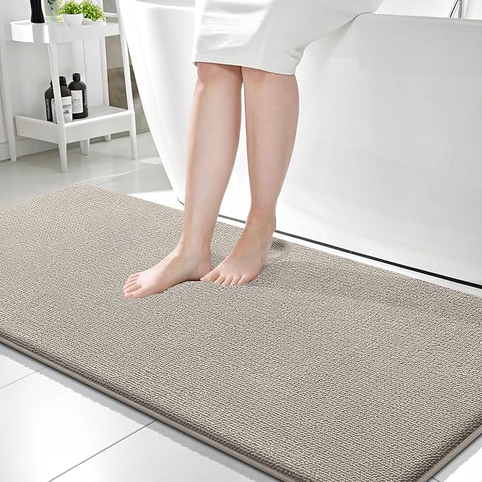 OLANLY Memory Foam Bathroom Runner Rugs 59x24, Long Bath Mats, Warm Taupe | Soft Quick Dry Bath Rugs, Non-Slip, Absorbent Machine Washable Mat for Bathroom Floor, Tub and Shower, Home Decor Accessories