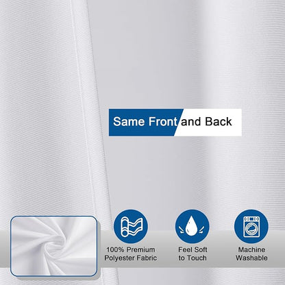 Zora 36 x 72 Inch Stall Fabric Shower Curtain - Soft Small White Shower Curtain for Bathroom for Narrow Stall Size, Machine Washable Water Resistance, Hotel Style, White