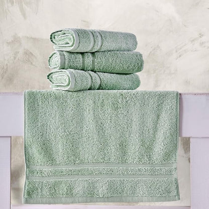 Hawmam Linen Light Green Hand Towels 4 Pack Turkish Cotton Premium Quality Soft and Absorbent Small Towels for Bathroom
