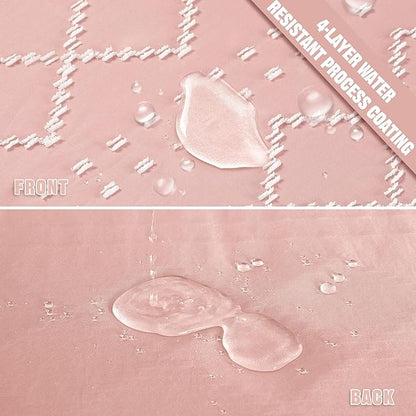 Extra Long Boho Shower Curtain with Tassels 72 x 90, Pink and White