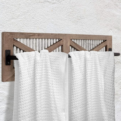 Autumn Alley Farmhouse Rustic Towel Rack Holder - Wood Towel Rack - 24" - Farmhouse Bathroom Hardware for Rustic Bathroom and Country Kitchen Style Décor - Wall Mounted, Western Accessories