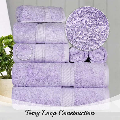 SUPERIOR Egyptian Cotton Plush & Absorbent, Hand Towel Set of 4, Purple | Quick Dry, Soft Luxury Towel Set, Bath Essentials for Bathroom, Guest Bath, Spa, 4 Piece Set, Madeline Towels