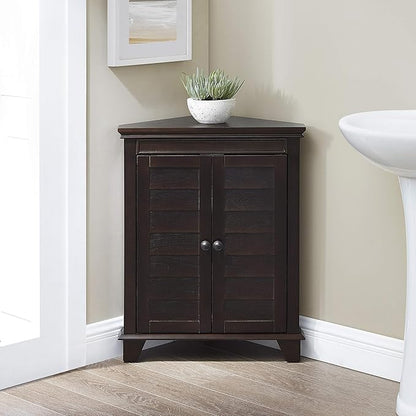 Crosley Furniture Lydia Corner Storage Cabinet and Bathroom Organizer with Shelves, Espresso