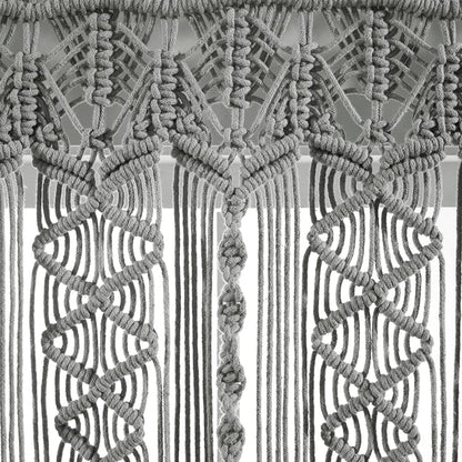 Lush Decor Boho Macrame Textured Cotton Valance, 50" W x 20" L, Gray - Boho Kitchen Curtains & Wall Decor - Macrame Valance - Bathroom Window Curtains