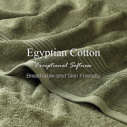 SUPERIOR Egyptian Cotton 12-Piece Towel Set, Assorted Towels, Home Bathroom, Master, Guest Bath, Decor Essentials, 4 Bath, 4 Hand, 4 Face Towels/Washcloths, Quick Dry, Absorbent, Forest Green