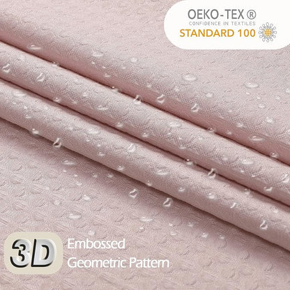 Pink Long Shower Curtain 84 Inch Length 1 Piece, Embossed Textured Soft Fabric Bathroom Shower Curtain, Water Repellent Machine Washable Cloth Hotel Spa Bath Decor, 72Wx84L Inches