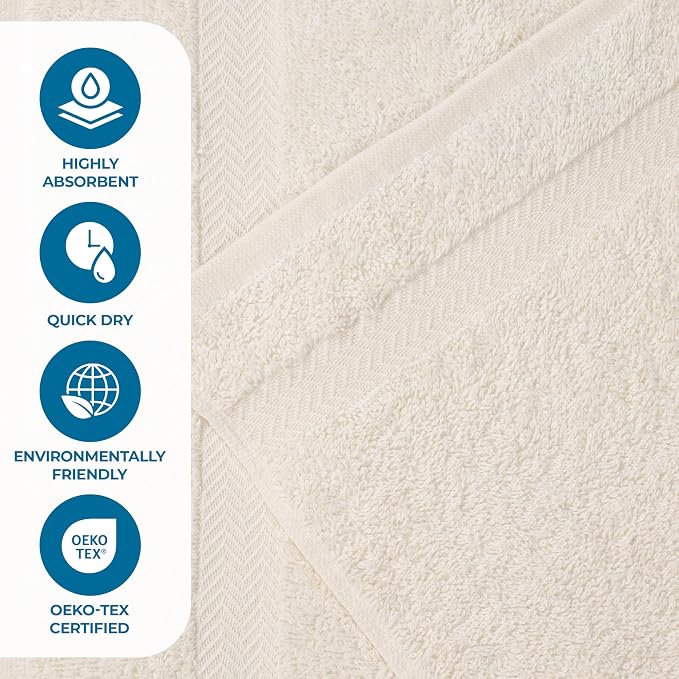 Superior 2-Piece Cotton Bath Sheet Set, Large Towels for Body, Quick Dry, Bathroom Essentials, Guest/Master Bath, Shower, Home Accessories, Apartment, Airbnb, Franklin Collection, Ivory