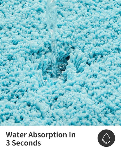 ILANGO Teal Bathroom Rugs 48" × 24" Non Slip & Super Absorbent Extra Thick Soft, Washable Bath Mat for Floor, Microfiber Plush Shaggy Bath Rug with Rubber for Bathtub Shower Room Sink