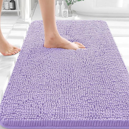 OLANLY Bathroom Rugs 35x24, Extra Soft Absorbent Chenille Bath Rugs | Lavender, Quick-Drying Rubber Backing, Machine Washable Bath Mat for Bathroom Floor, Tub and Shower, Home Decor Accessories