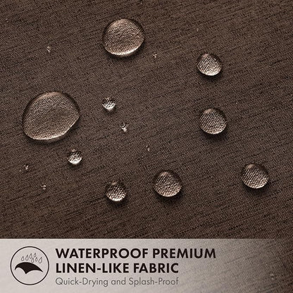 ANRODUO Brown Scalloped Linen Textured Shower Curtain, W72 x L84 | Boho Farmhouse Shower Curtain with 12 Metal Hooks, Machine Washable Waterproof Heavy Duty Fabric for Bathroom Bathtub