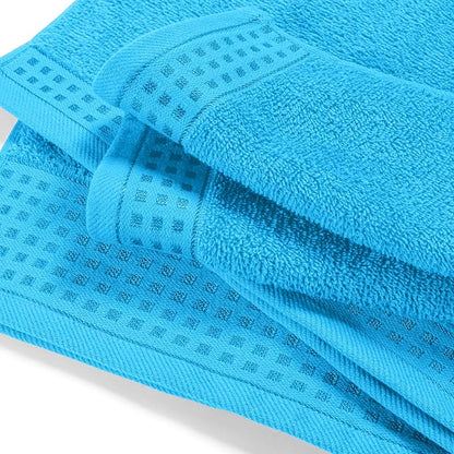 GLAMBURG Ultra Soft 3 Pack Cotton Towel Set, Contains a Bath Towel 28x55 inch, a Hand Towel 16x24 inch & a Wash Coth 12x12 inch, Ideal Everyday use, Compact & Lightweight - Turquoise Blue