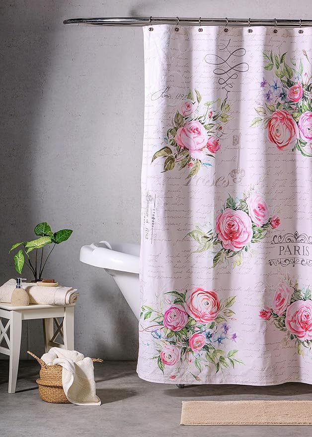 Maison d' Hermine Shower Curtain 100% Cotton One Panel 70"x72" Washable Fabric Shower Curtains for Bathroom, Easy Hanging with 12 Button Holes - Home Hotel Spa Easter Gifts (Champ De Mars)