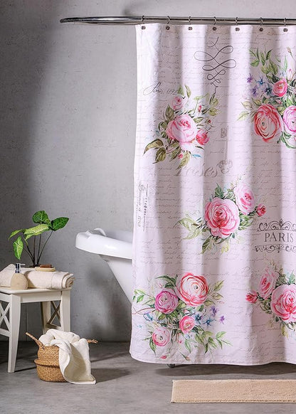 Maison d' Hermine Shower Curtain 100% Cotton One Panel 70"x72" Washable Fabric Shower Curtains for Bathroom, Easy Hanging with 12 Button Holes - Home Hotel Spa Easter Gifts (Champ De Mars)