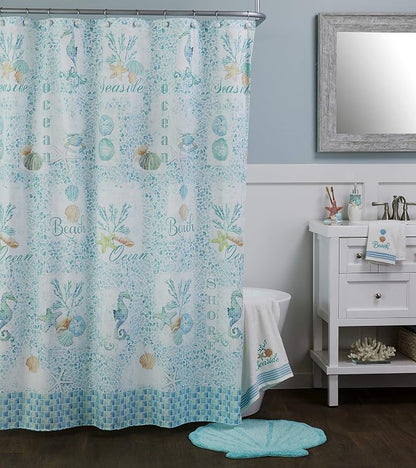 SKL Home South Seas Hand Towel Set-2pc, Coastal Embroidery, White | 100% Cotton. Soft, absorbent terry. For use in the bathroom, kitchen or bar. Great for Airbnb & beach décor.