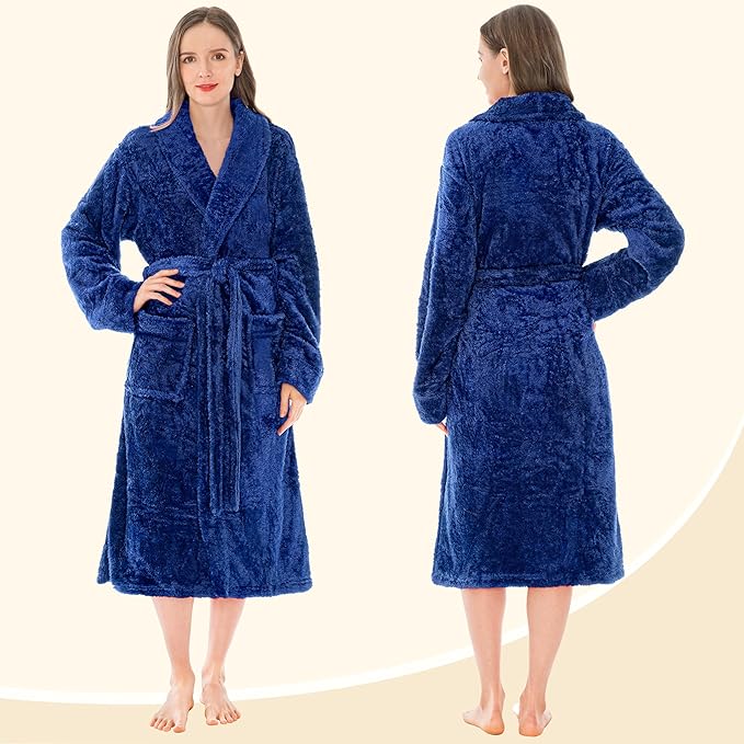 PAVILIA Premium Womens Plush Soft Robe Fluffy, Warm, Fleece Sherpa Shaggy Bathrobe