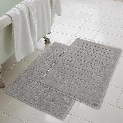 Superior 100% Cotton Bathmat Set, Bath Mats, Bathroom Decor, Shower, Bathtub Essentials, Home Accessories, Small Washable Rug, No Backing, Heavyweight, Nora Collection, Set of 2, 22" x 35", Charcoal