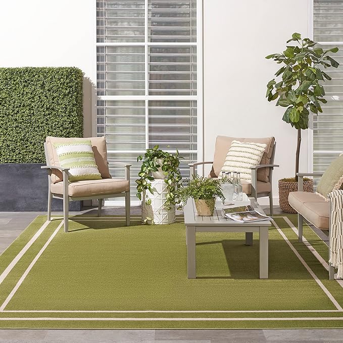Nourison Home Nourison Essentials Green Ivory 8' x 10' Area Rug - Easy Clean, Non Shedding, Bed Room, Living Room, Dining Room, Kitchen (8' x 10')