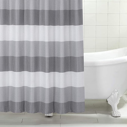 Dainty Home Waffle Weave Waterproof Shower Curtains, Grey 70" x 72", Bath Curtains, Shower Curtain Waterproof Fabric with 12 Roller Ball Hooks