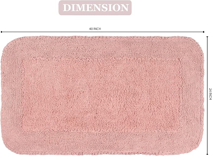 Home Weavers Radiant Collection 100% Cotton Bathroom Rugs Set, Machine Washable Rug, Extra Soft and Absorbent Bath Rug, Kitchen Mat, Bath Mat Set, Bath Floor Mat Non Slip, 24"x40" Rectangle, Pink
