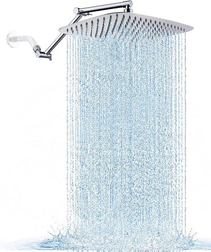 G-Promise 16 Inch All Metal Rain Shower Head with Extension Arm | Built to Last, Rust Resistant, Easy to Install, Adjustable, Full Body Coverage Large Rainfall Shower Head, Daily SPA