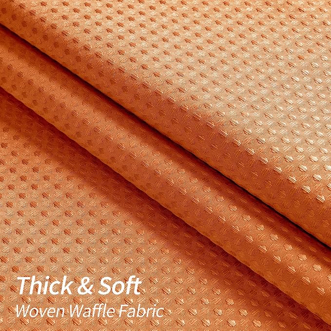 MitoVilla Orange Shower Curtain 72 x 78, Long Waffle Fabric Shower Curtains for Modern Luxury Bathroom Decor, Heavy Duty Hotel Cloth Shower Curtains 78 inch Long, Burnt Orange