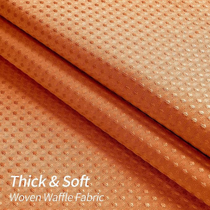 MitoVilla Orange Waffle Fabric Shower Curtain, Heavy Waffle Weave Textured Shower Curtains for Modern Luxury Bathroom Decor, Weighted Hotel Spa Shower Curtain, 72 x 72, Burnt Orange