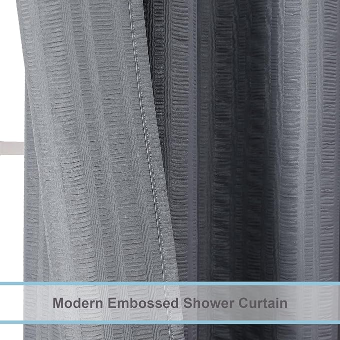 Aiyufeng Moga Grey Shower Curtain 84 Inches Long, 3D Embossed Textured Fabric Shower Curtain for Bathroom - Soft Cloth & Hotel Spa Luxury, Machine Washable, 72X84, Grey