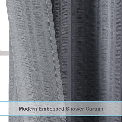 Aiyufeng Moga Grey Shower Curtain 84 Inches Long, 3D Embossed Textured Fabric Shower Curtain for Bathroom - Soft Cloth & Hotel Spa Luxury, Machine Washable, 72X84, Grey