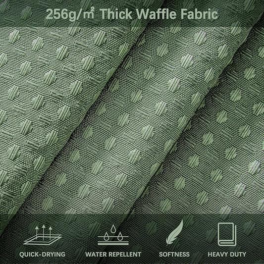 Sage Green Shower Curtain - Waffle Weave Fabric Heavy Duty for Bathroom, Water Repellent Weighted 256GSM Hotel Quality Machine Washable Bath Curtains with 12 Hooks, 72Wx72H