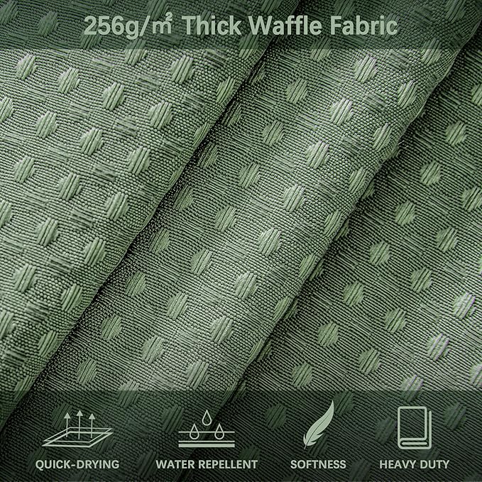 60 inch Waffle Shower Curtain - Heavy Duty Thick Fabric Green Shower Curtains for Bathroom, Weighted Hotel Spa Luxury Water Repellent Cloth Bath Curtain with 10 Hooks, 60Wx72H Sage Green
