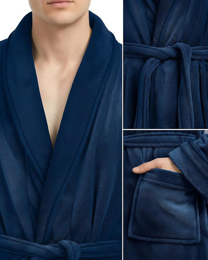 NY Threads Mens Robe, Luxury Plush Fleece Mens Bathrobe, Spa Bath Robe for Men