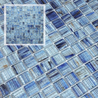 8 Sheets Glass Mosaic Tiles Backsplash, 12” x 12” Light Blue Backsplash Tile for Kitchen Bathroom Swimming Pool Shower Wall (8 sq.ft)