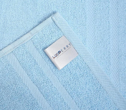 Looperry 6 Pack Small Bath Towel Set - 100% Cotton 23x46 Shower Towels in 450 GSM. Lightweight & Absorbent Quick Dry Gym Towel for Showering, Pet Drying, Spas & Salons. Terry Ringspun Towels (Aqua)