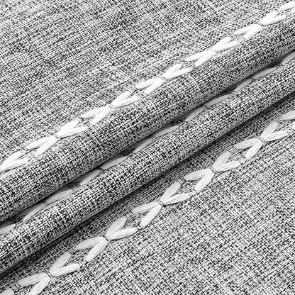 Boho Tassel Linen Shower Curtain,3D Embroidery Stripe Charcoal Grey,72x96 | Extra Long Xl,310GSM Texture Heavy Duty Cloth,Water Repellent,Wrinkle Resistant,Vintage Farmhouse Rustic,12 Plastic Hooks